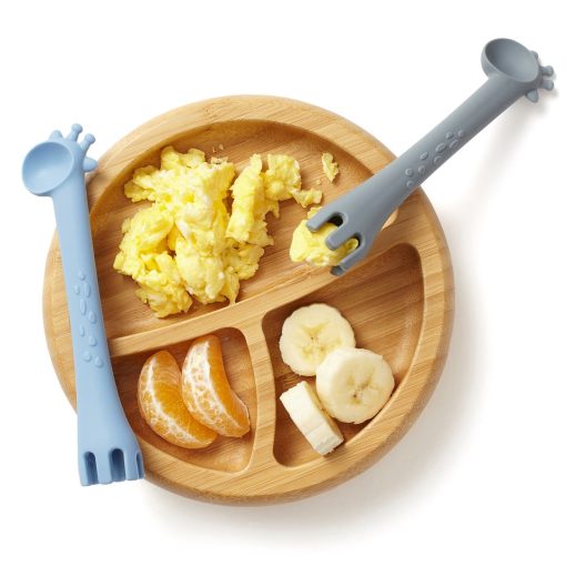 Fork & Spoon Learning Set for Baby (2-pk Iron Grey & Blue)