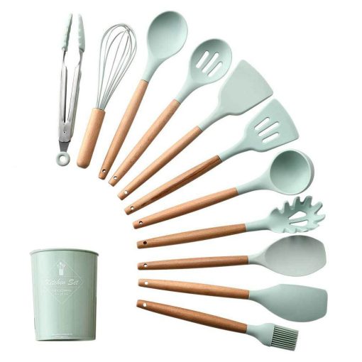 Silicone & Beechwood Utensil Set (Sage) - Image 2