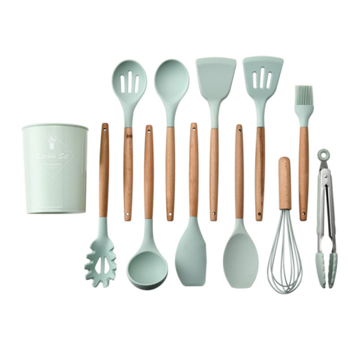 Silicone & Beechwood Utensil Set (Sage) - Image 4