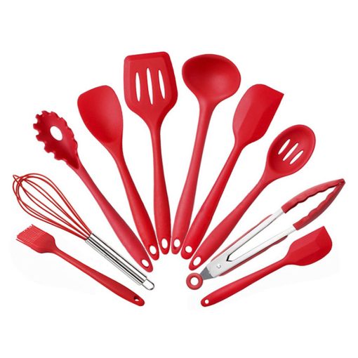 10pc Silicone Utensil Set (Red)