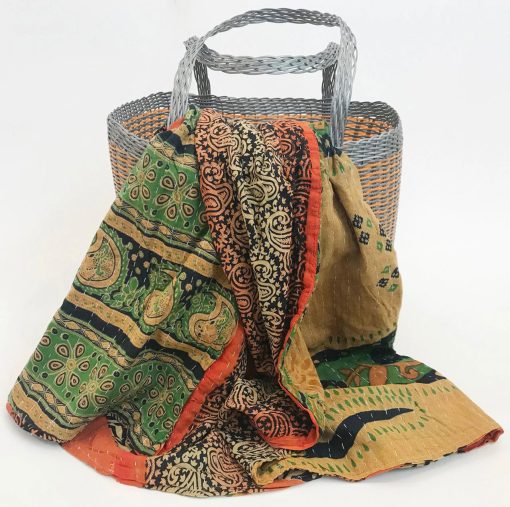 Indian Kantha Blanket (King) #0010 - Image 8