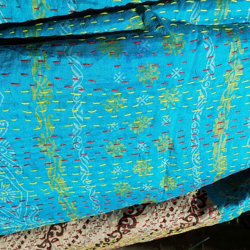 Indian Kantha Blanket (King) #0010 - Image 7