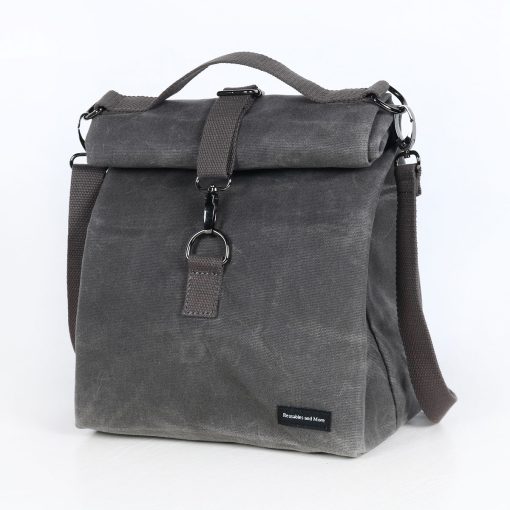 Insulated Waxed Canvas Lunch Sack (NEW Grey) - Image 2