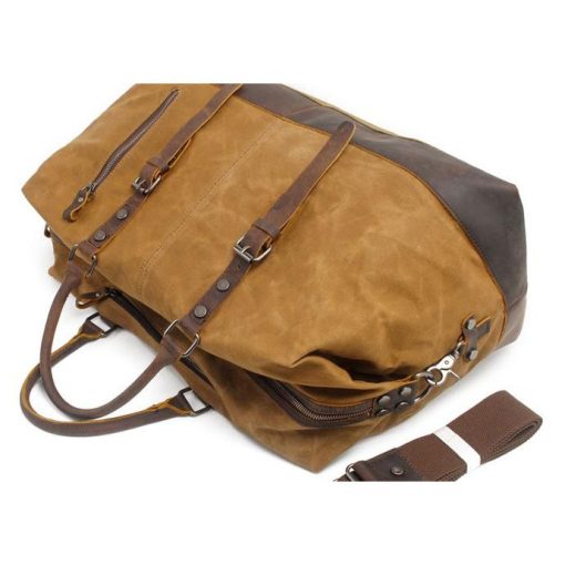 Canvas Weekender Bag (Khaki) - Image 6