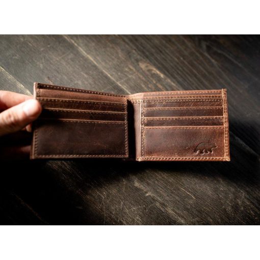 Bifold Top Grain Leather Wallet (Antique Brown) - Image 3