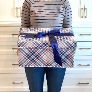 Medium Blue & Red Plaid Reusable Gift Box