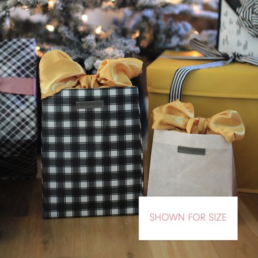 Reusable Large Plaid Gift Bag With Satin Closure - Image 2