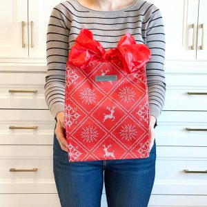 Reusable Large Reindeer Gift Bag With Satin Closure