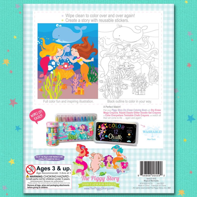 Magical Mermaids Dry Erase Coloring Book The Piggy Story