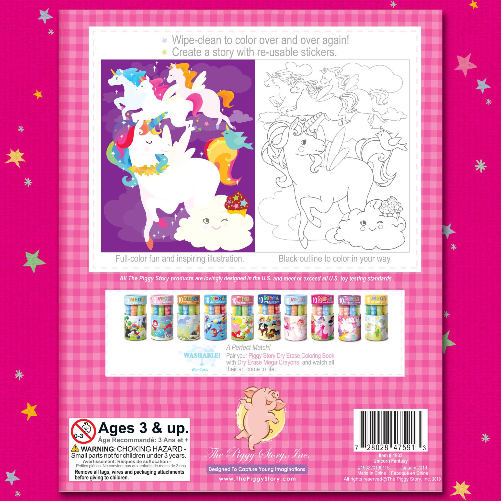 Unicorn Land Dry Erase Coloring Book The Piggy Story