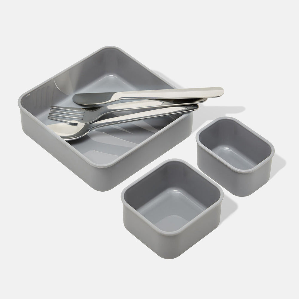 Built Lunchbox with Utensils (Cool Grey) - Built NY