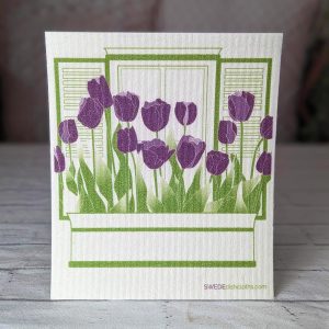 Reusable Swedish Dishcloth (Purple Tulips)