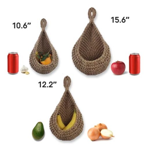 Handmade Crochet Jute Hanging Baskets - Image 4