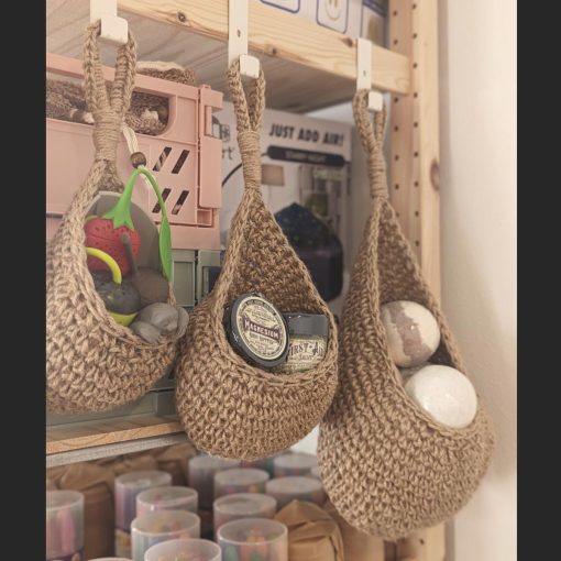 Handmade Crochet Jute Hanging Baskets - Image 2