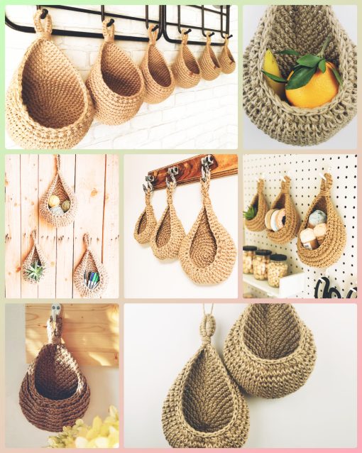 Handmade Crochet Jute Hanging Baskets - Image 3