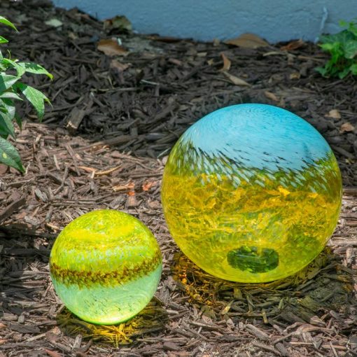 Hand Blown Art Glass Solar Orb (Earthly) - Image 2