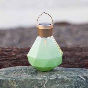 5.5" Gem Light Glass Solar Lantern (Jade)