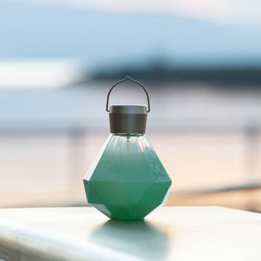 5.5" Gem Light Glass Solar Lantern (Jade) - Image 5