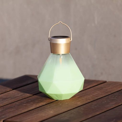 5.5" Gem Light Glass Solar Lantern (Jade) - Image 3