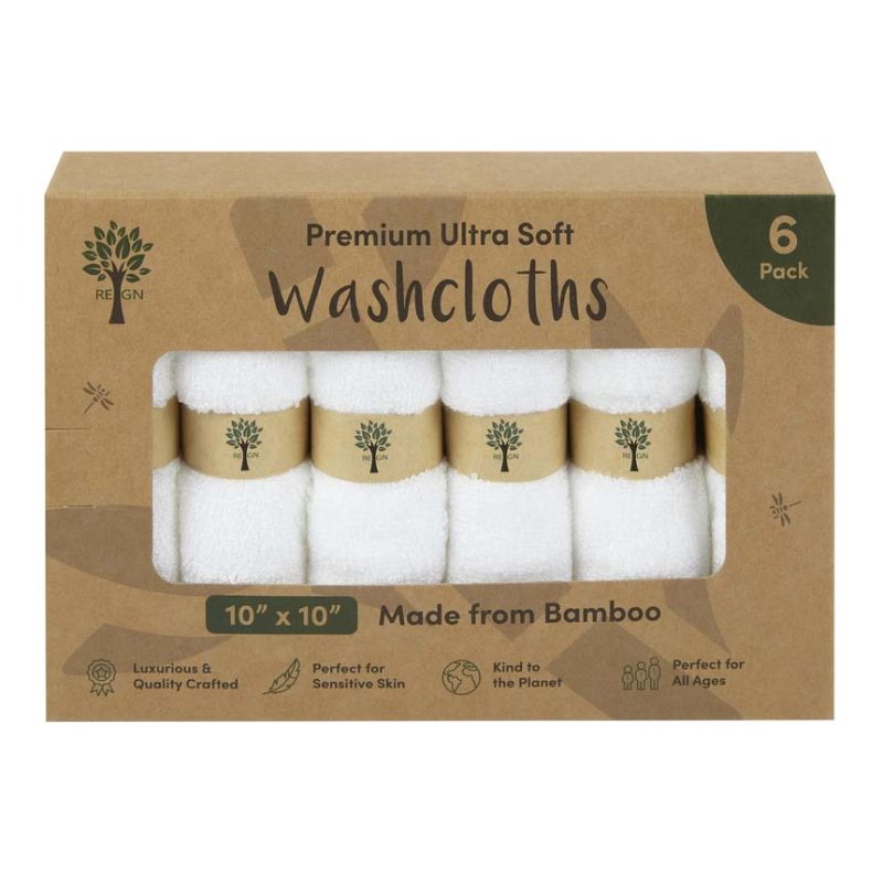 100 Organic Bamboo Washcloths (6 Pack) regn