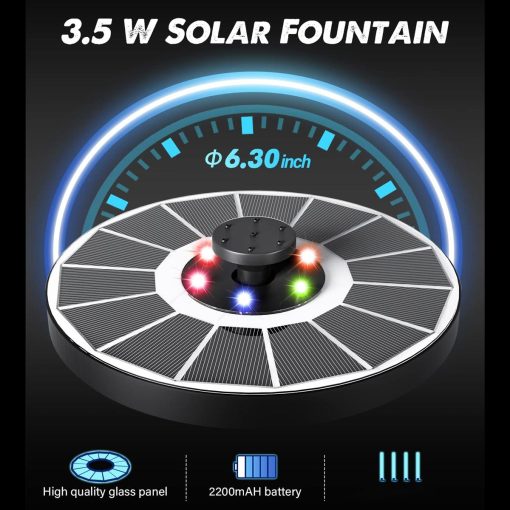 Solar Powered Water Fountain w/ Lighting - Image 5