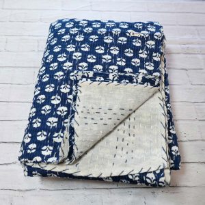 Handmade Indigo Kantha Quilt (Queen) #0112-0117