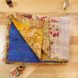 Indian Kantha Silk Blanket #0254
