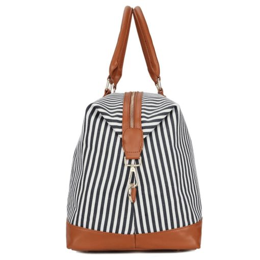 Large Canvas Weekender Bag (Black Stripe) - Image 2