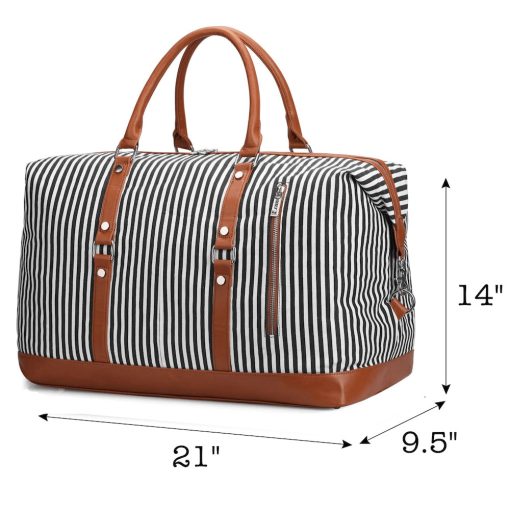 Large Canvas Weekender Bag (Black Stripe) - Image 4