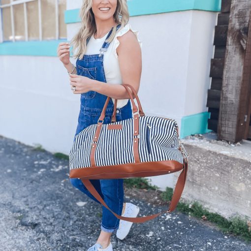 Large Canvas Weekender Bag (Black Stripe) - Image 7