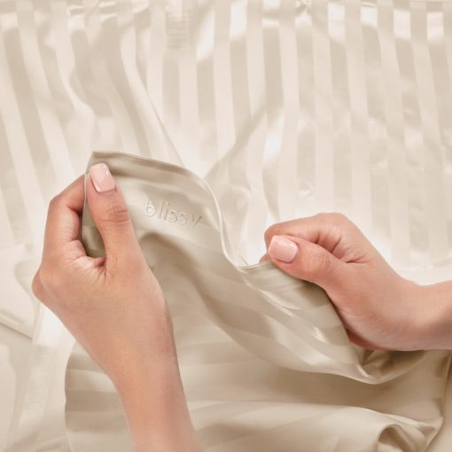 Silk Pillowcase<br>Champagne Striped - Image 3