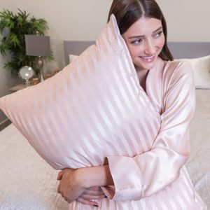 Silk Pillowcase<br>Pink Striped