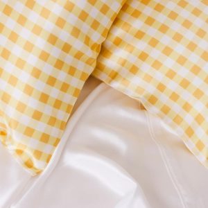 Silk Pillowcase<br>Yellow Gingham (Queen)