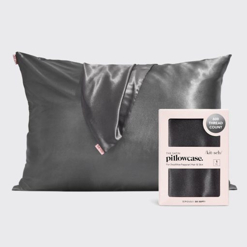 Kitsch Charcoal<br>Satin Pillowcase (Standard / Queen)