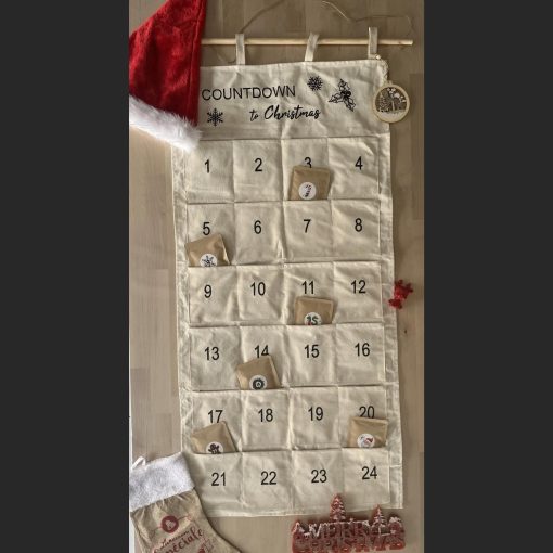 Cotton Canvas Embroidered Advent Calendar (Natural) - Image 2