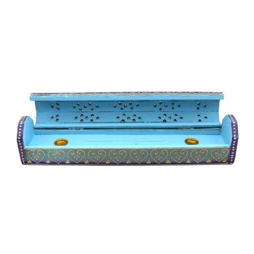 Hand Painted Incense Box Burner (Blue) - Image 2