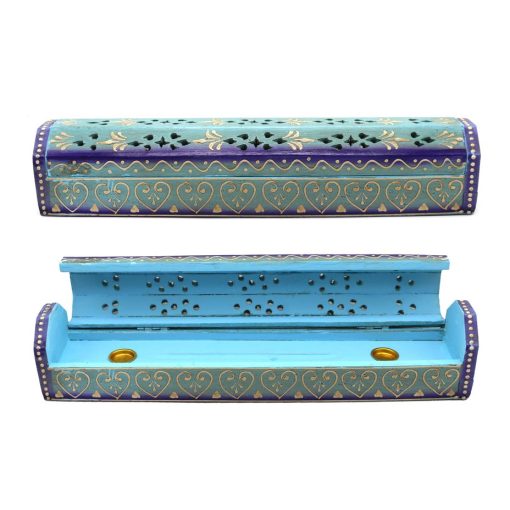 Hand Painted Incense Box Burner (Blue) - Image 3