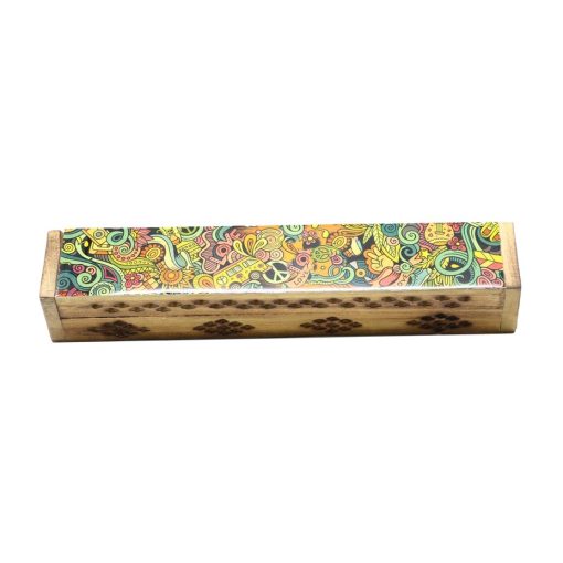 Hand Painted Incense Box Burner (Peace & Love) - Image 3