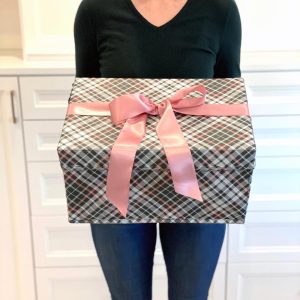 Medium Pink & Grey Plaid Reusable Gift Box