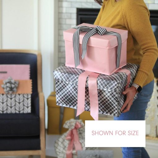 Medium Pink & Grey Plaid Reusable Gift Box - Image 3