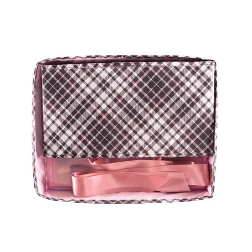 Medium Pink & Grey Plaid Reusable Gift Box - Image 4