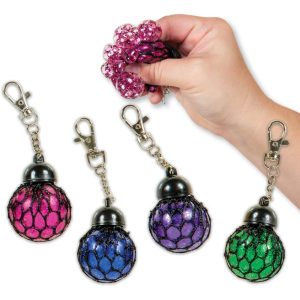 Sparkly Mesh Squeeze Ball Keychain