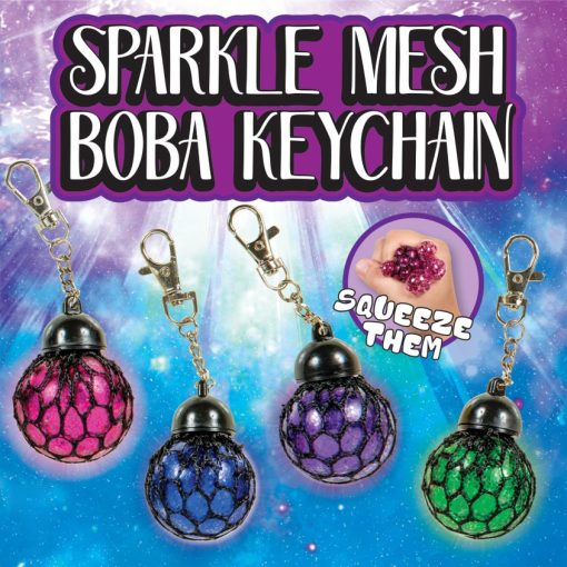 Sparkly Mesh Squeeze Ball Keychain - Image 4