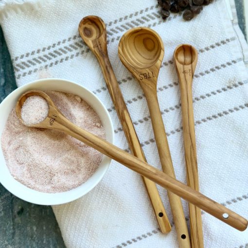 Olive Wood Long Handle Measuring Spoon Set - Image 4