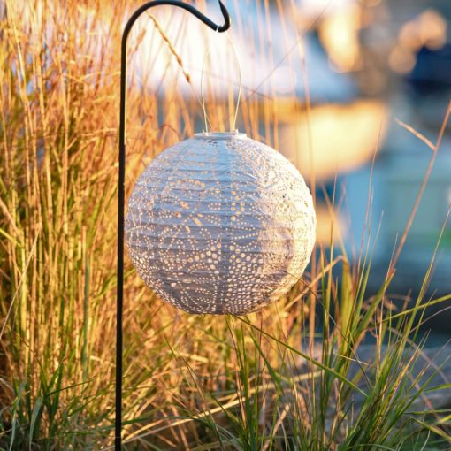 12" Monstera Solar Lantern (Porcelain) - Image 6
