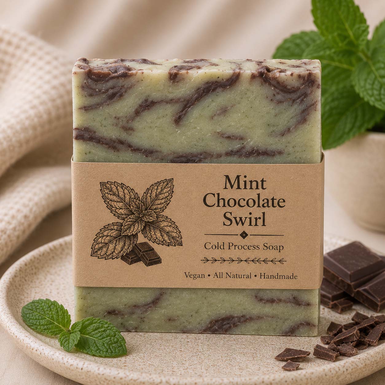Handmade Soap (Mint Chocolate Swirl)