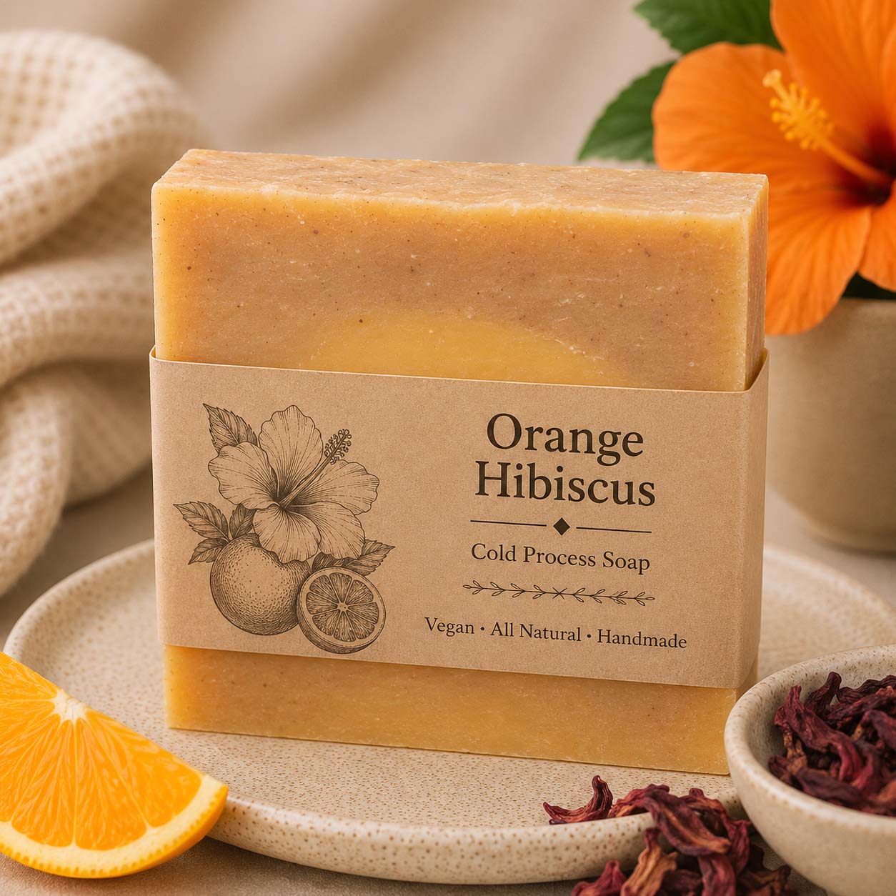 Handmade Soap (Orange Hibiscus)