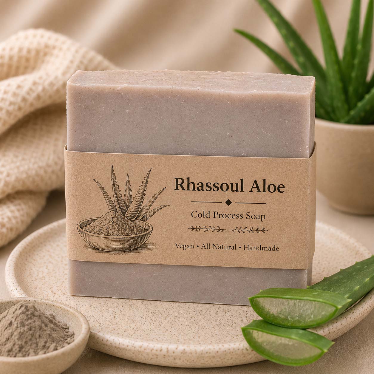 Handmade Soap (Rhassoul Aloe)
