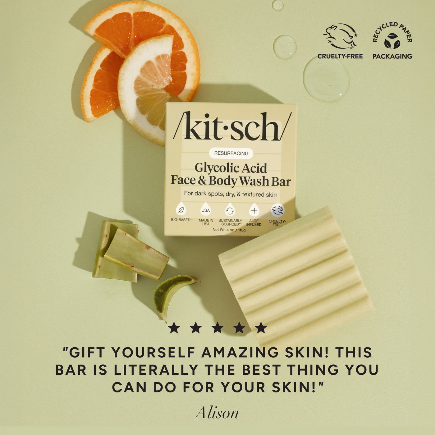 Kitsch Glycolic Acid Resurfacing Face and Body Wash - Image 3