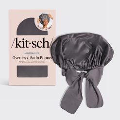 Alternative view of Kitsch Oversized Satin Bonnet (Charcoal)